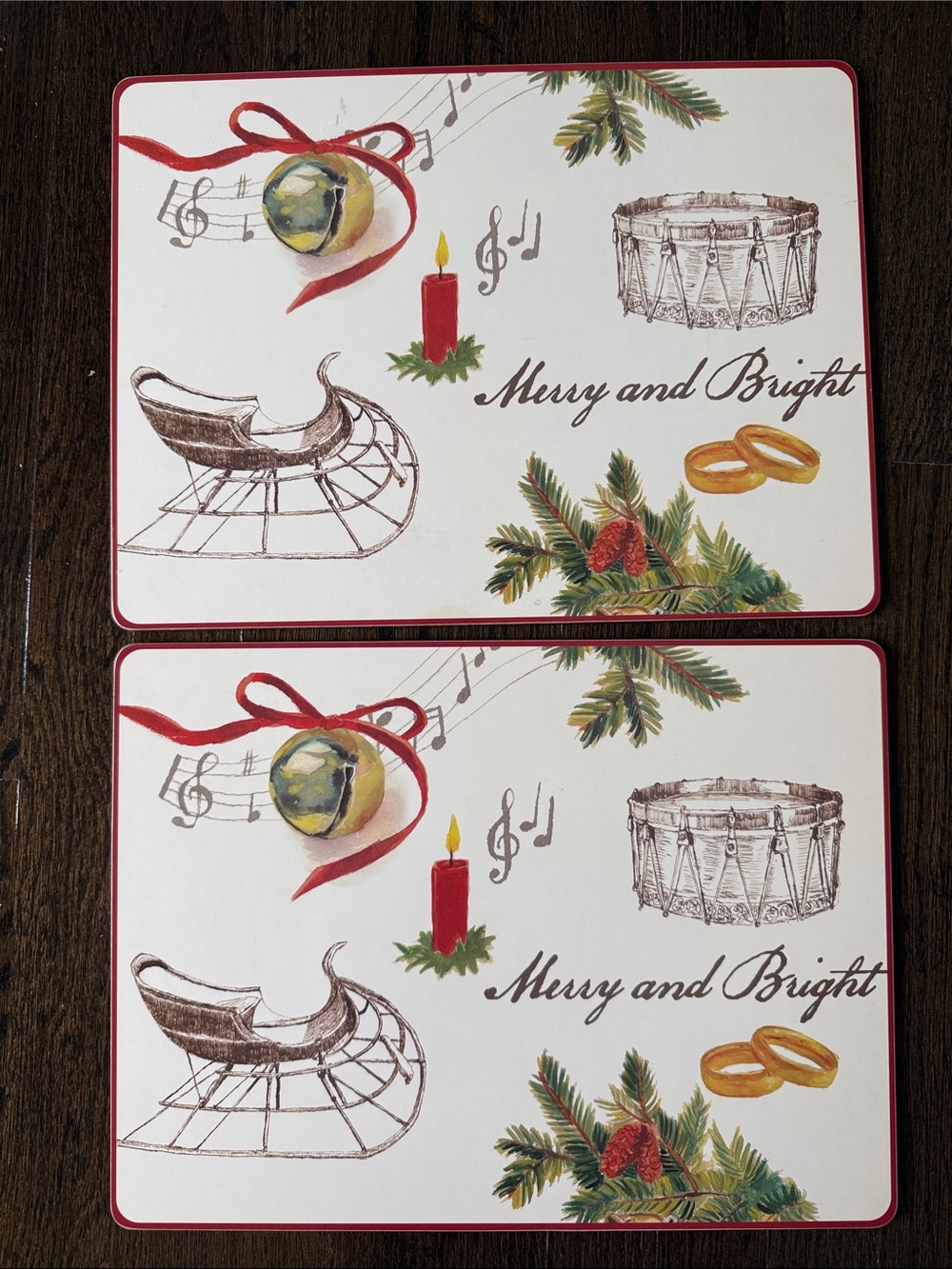Williams Sonoma Christmas Carols Merry & Bright Placemats Set of 2 - Picture 5 of 5